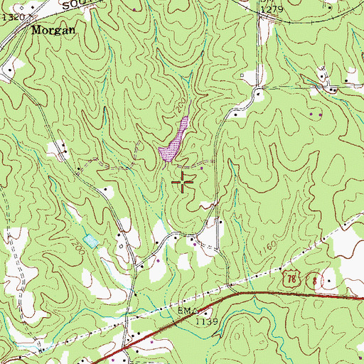 Topographic Map of Hamilton Lake, GA