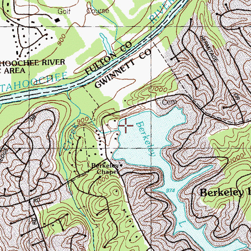 Topographic Map of Berkeley Lake Dam, GA