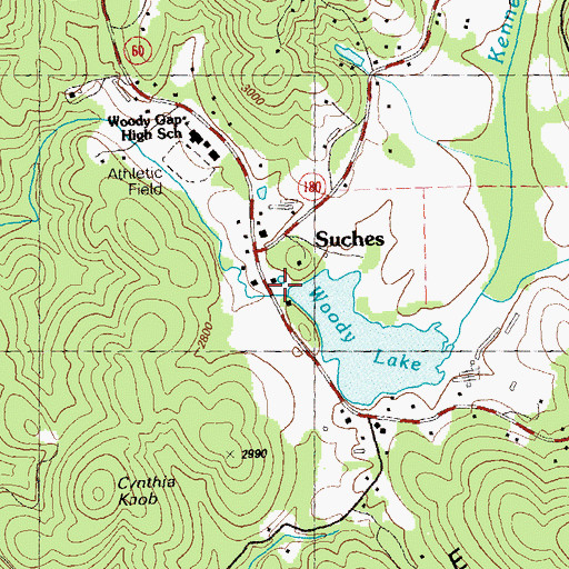 Topographic Map of Woody Lake Dam, GA