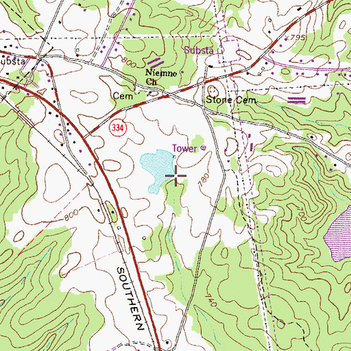 Topographic Map of Jarrett Lake Dam, GA