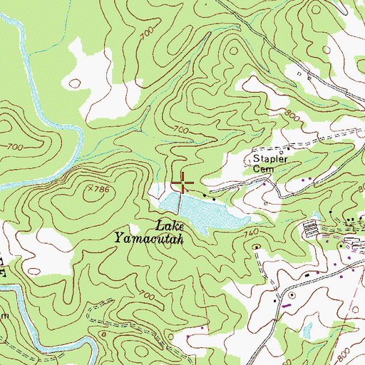 Topographic Map of Lake Yamacutah Dam, GA