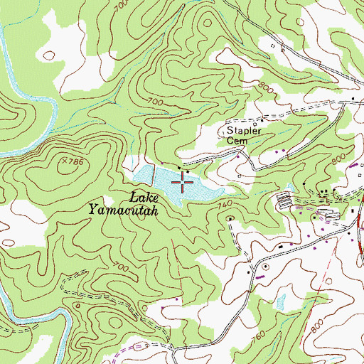 Topographic Map of Lake Yamacutah, GA