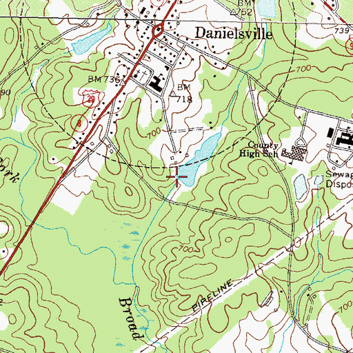 Topographic Map of Woods Lake Dam, GA