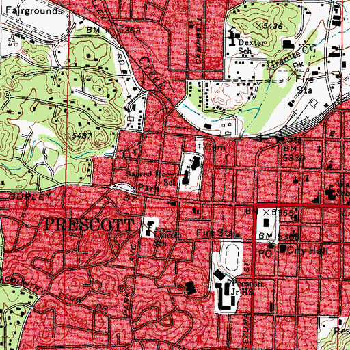 Topographic Map of Sacred Heart Catholic School, AZ