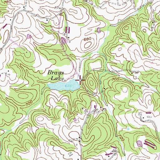 Topographic Map of Brays Lake Dam, GA