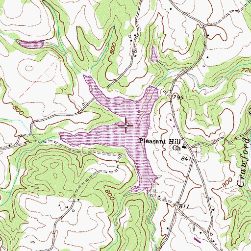 Topographic Map of Lavonia Water Works Lake, GA