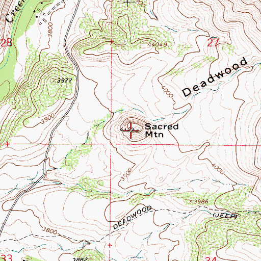 Topographic Map of Sacred Mountain, AZ