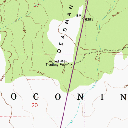 Topographic Map of Sacred Mountain Trading Post, AZ