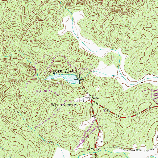 Topographic Map of Wynn Lake Dam, GA