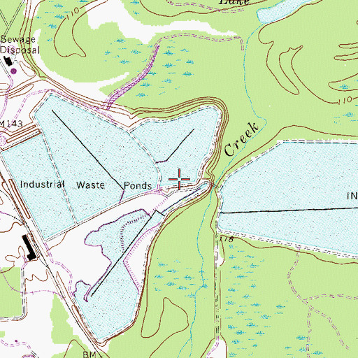 Topographic Map of Wastewater Treatment Pond Dam Number Three, GA