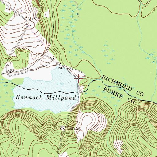 Topographic Map of Bennock Millpond Dam, GA