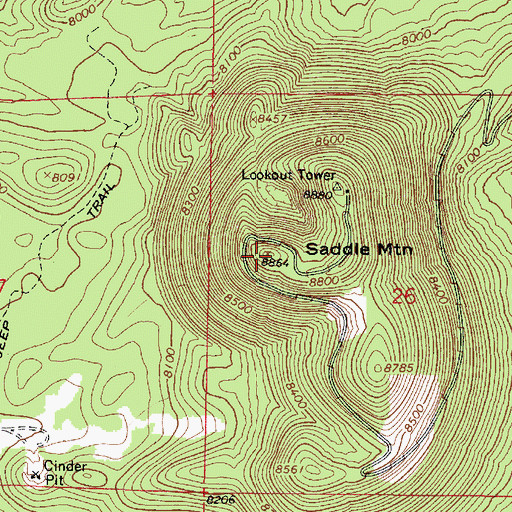 Topographic Map of Saddle Mountain, AZ