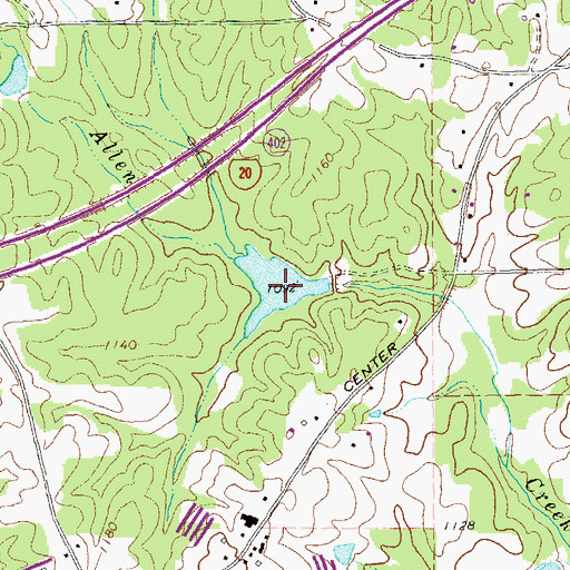 Topographic Map of Hollingsworth Lake, GA