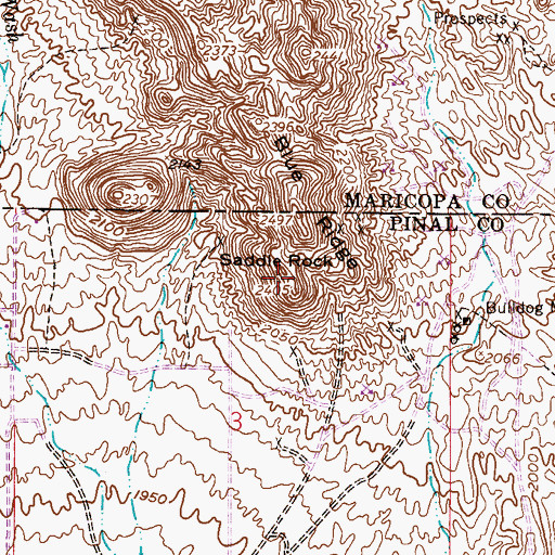Topographic Map of Saddle Rock, AZ