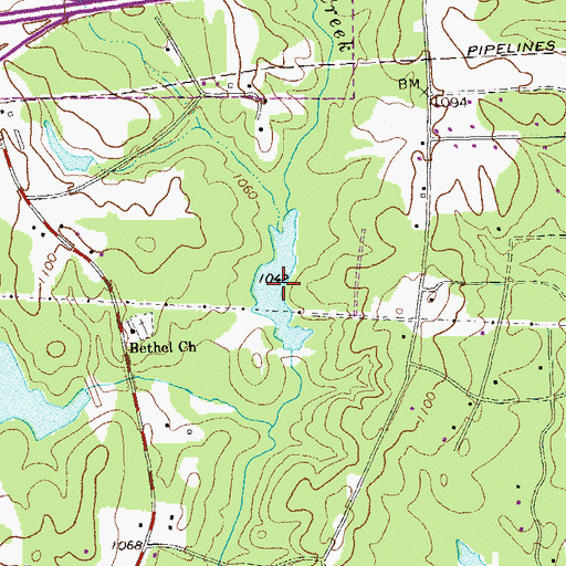 Topographic Map of Abee Lake, GA