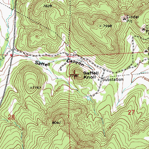 Topographic Map of Saffell Knoll, AZ