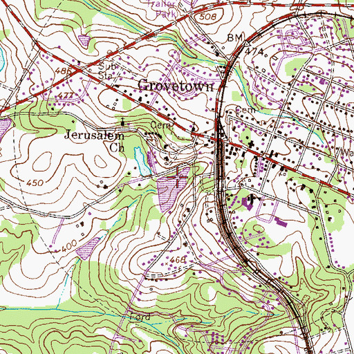 Topographic Map of Cawley Lake Dam, GA