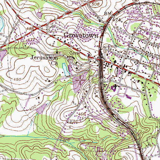 Topographic Map of Cawley Lake, GA