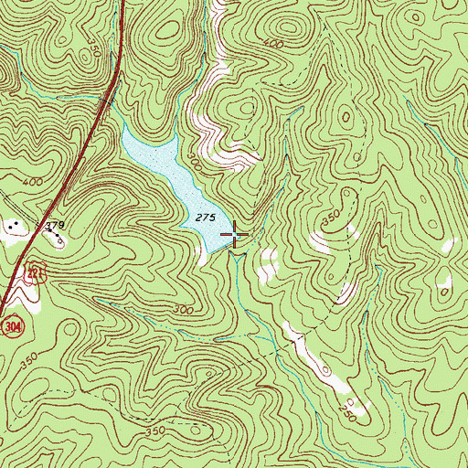 Topographic Map of Pollards Lake Dam, GA