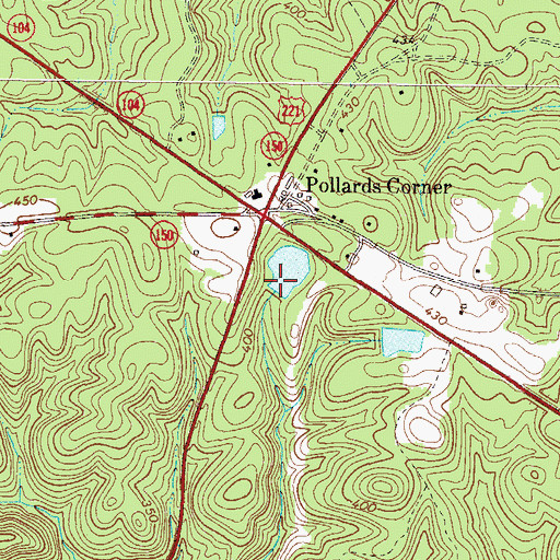 Topographic Map of Pollards Corner Lake Dam, GA