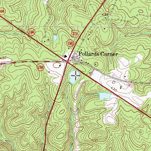 Topographic Map of Pollards Corner Lake, GA