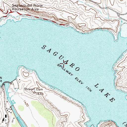 Topographic Map of Saguaro Lake, AZ