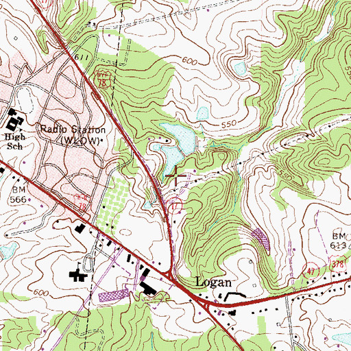Topographic Map of Booth Lake Dam, GA