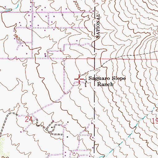 Topographic Map of Saguaro Slope Ranch, AZ