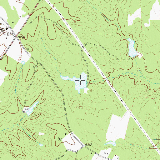 Topographic Map of Vaughter Lake, GA