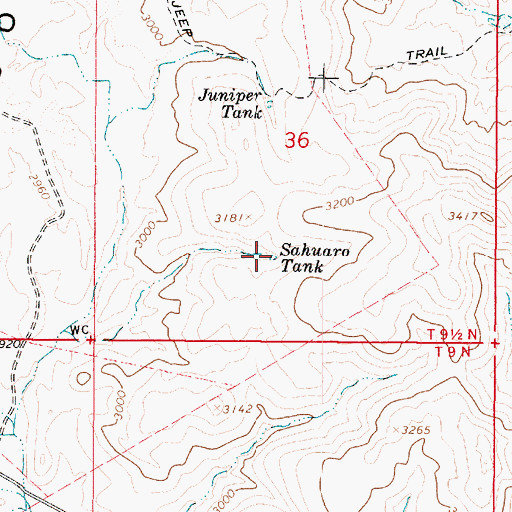 Topographic Map of Sahuaro Tank, AZ