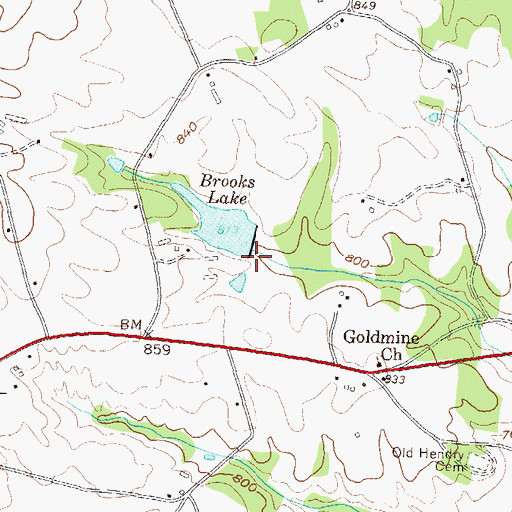 Topographic Map of Brooks Lake Dam, GA