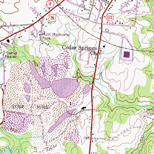 Topographic Map of Hartwell Mica Mine Dam, GA