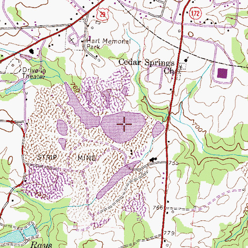 Topographic Map of Hartwell Mica Mine Lake, GA