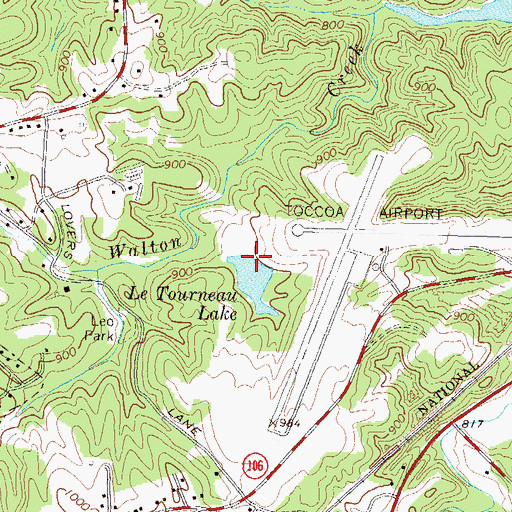 Topographic Map of Le Tourneau Lake Dam, GA