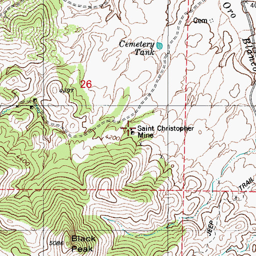 Topographic Map of Saint Christopher Mine, AZ