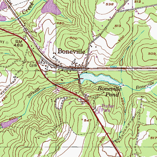 Topographic Map of Boneville Pond Dam, GA