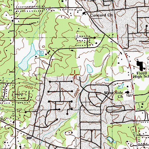 Topographic Map of Glore Lake, GA