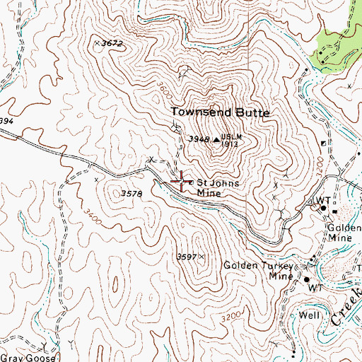 Topographic Map of Saint Johns Mine, AZ