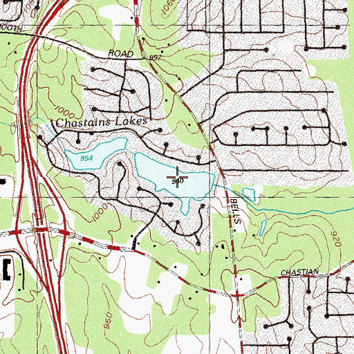 Topographic Map of East Chastain Lake, GA