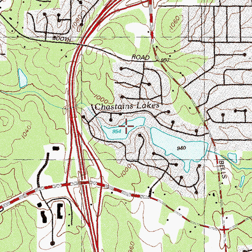 Topographic Map of West Chastain Lake, GA