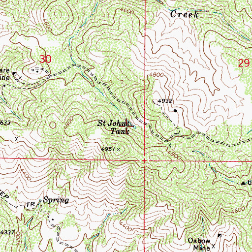 Topographic Map of Saint Johns Tank, AZ