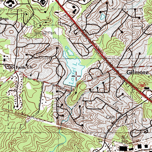 Topographic Map of Laurel Lake Dam, GA