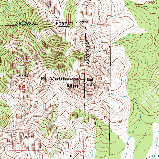 Topographic Map of Saint Matthews Mountain, AZ