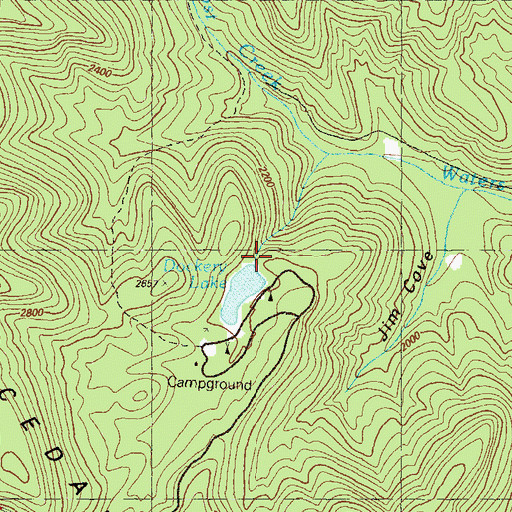 Topographic Map of Dockery Lake Dam, GA