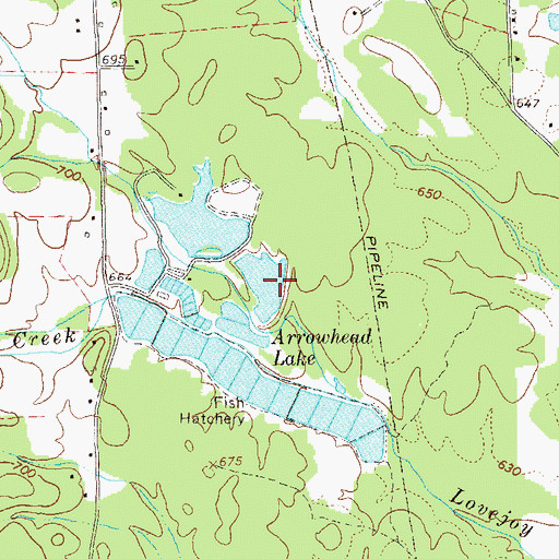 Topographic Map of Lower Arrowhead Lake Dam, GA