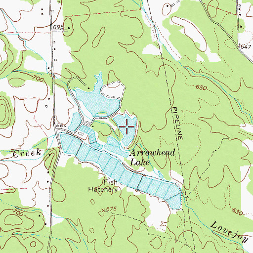 Topographic Map of Lower Arrowhead Lake, GA