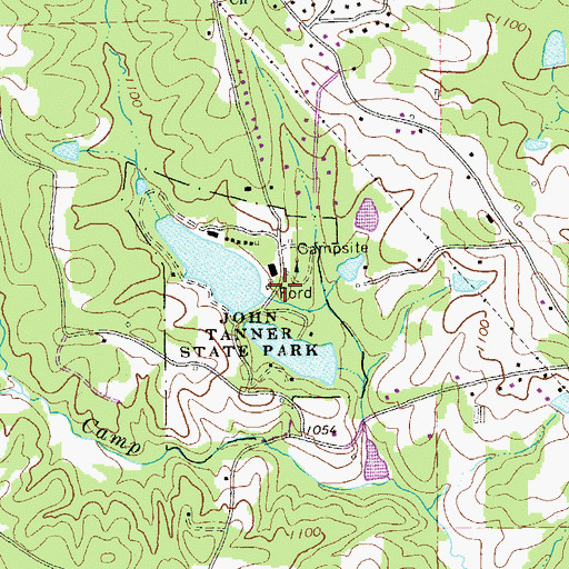 Topographic Map of John Tanner State Park Lake Dam A, GA