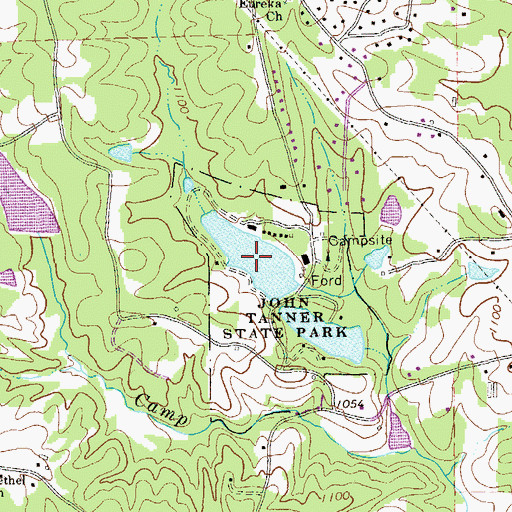 Topographic Map of John Tanner State Park Lake A, GA
