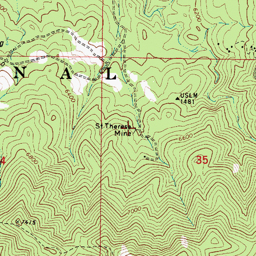 Topographic Map of Saint Theresa Mine, AZ
