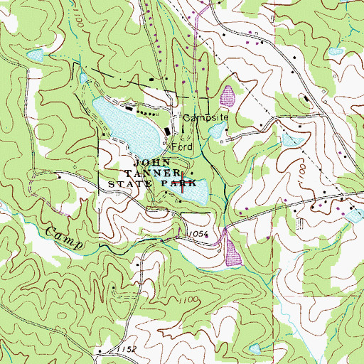 Topographic Map of John Tanner State Park Lake B, GA